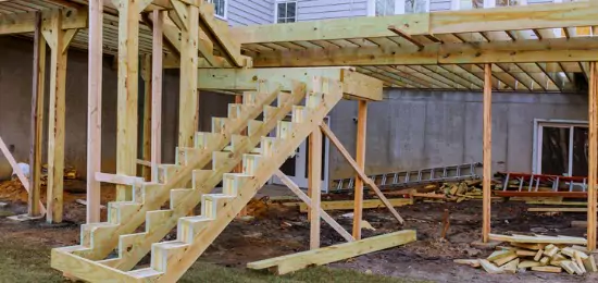 A deck being installed by Schneider Construction for a home in Central Illinois