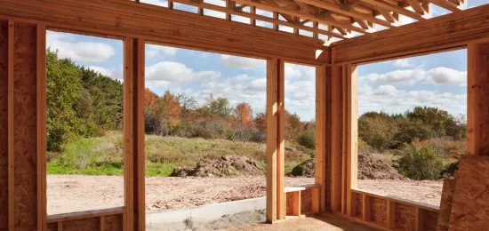 The framing for a new room addition, built by Schneider Construction in Central Illinois